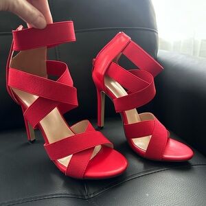 Elegant Red Strappy Heels